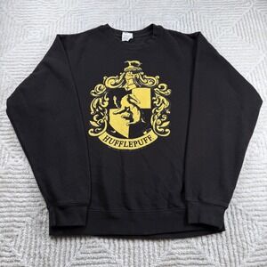 Delta Fleece Sweatshirt M Harry Potter Hufflepuff Crest Black Fantasy Wizarding